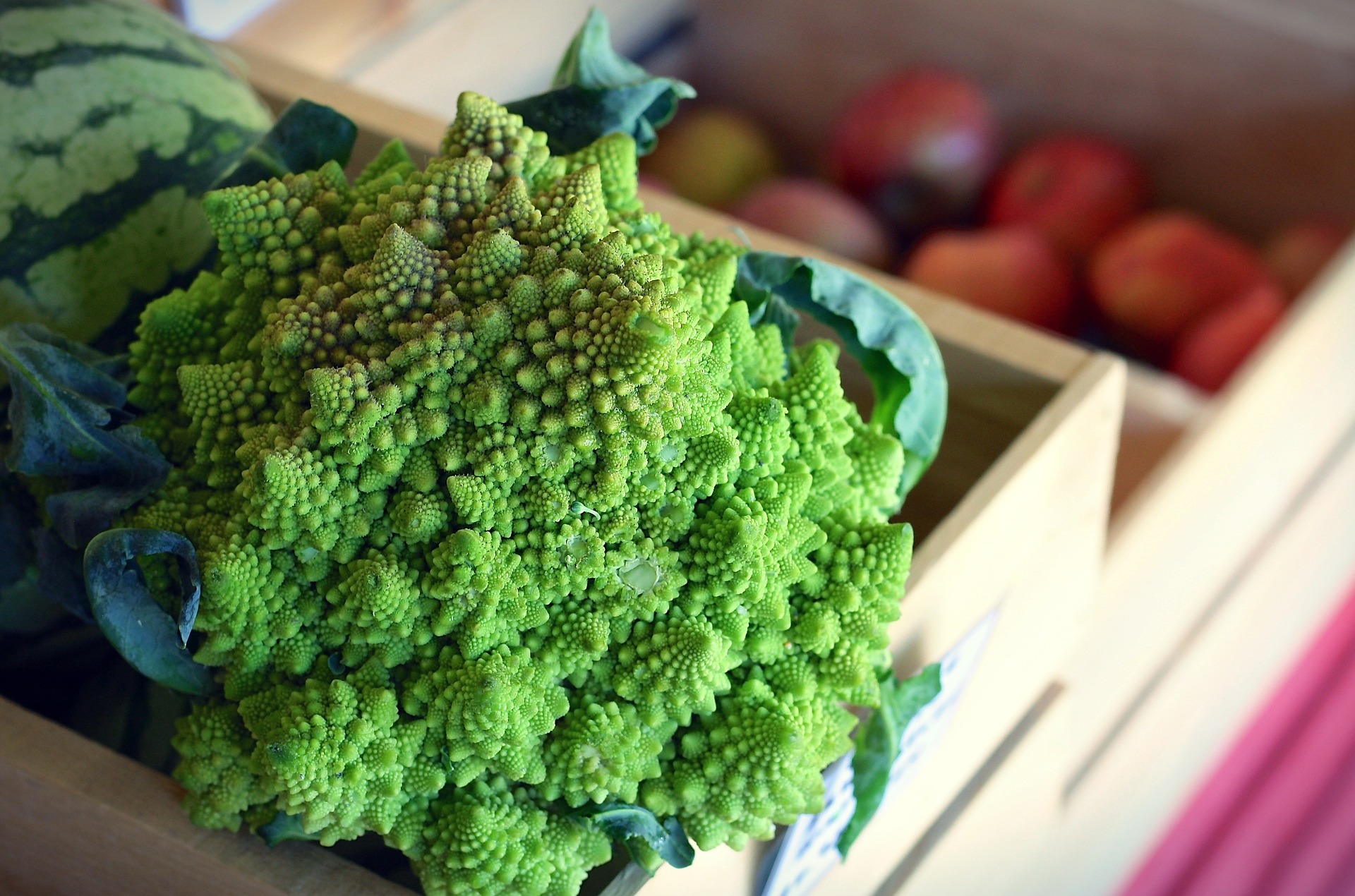 Romanesco broccoli on a wooden cutting board - star of unique veggies blog post